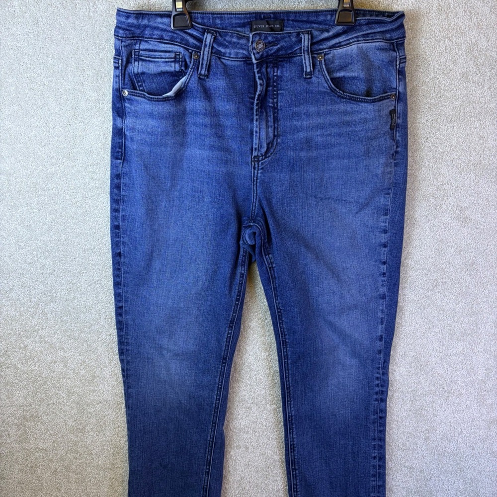 Silver Jeans Beau Slim Leg Jeans Womens 31x28 Blue Stretch Mid Rise Denim Pants
